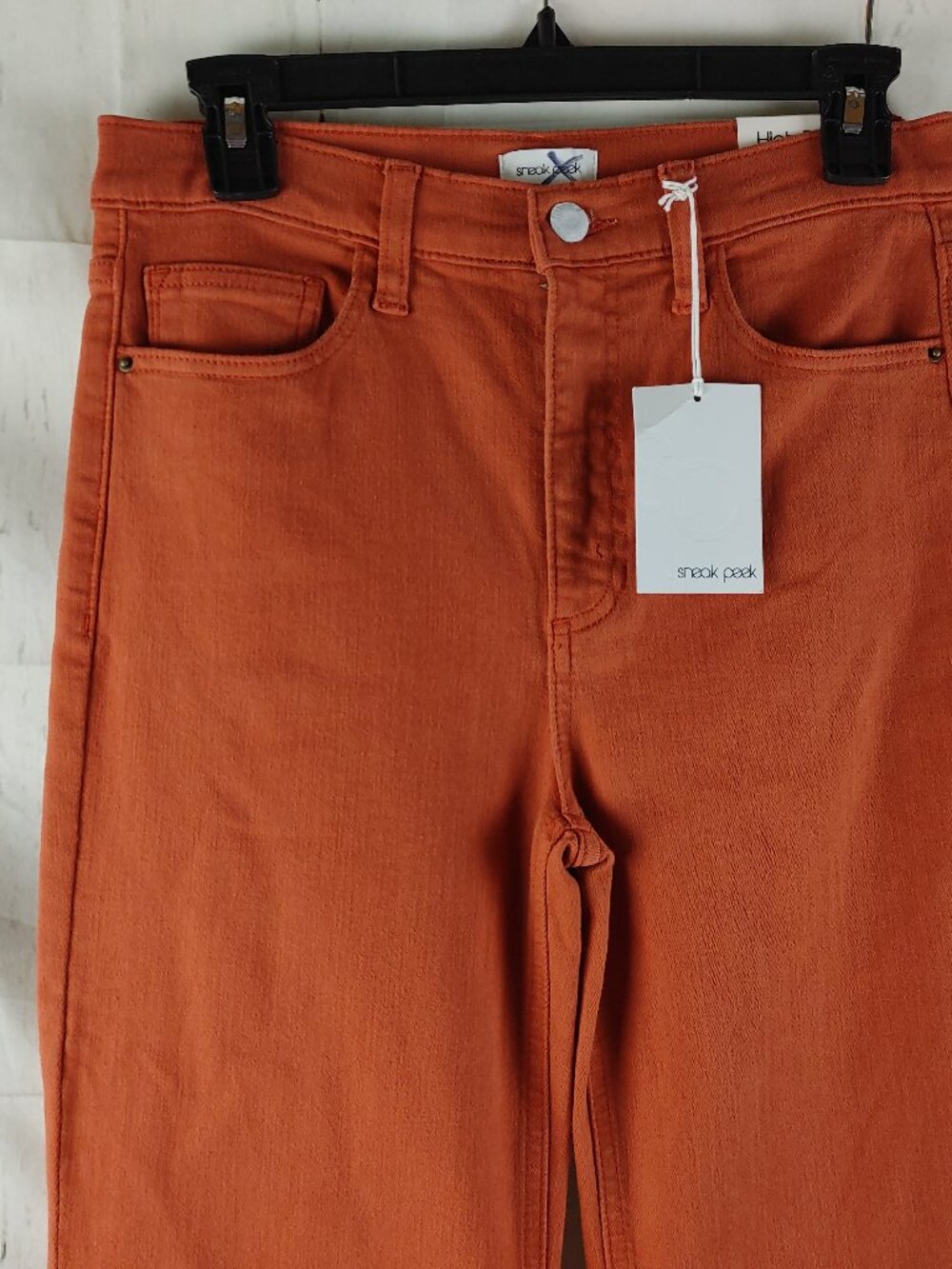 NWT Sneak Peek Junior Size 7/W28 High Rise Flared Orange Jeans 28x30.5 - Picture 2 of 13